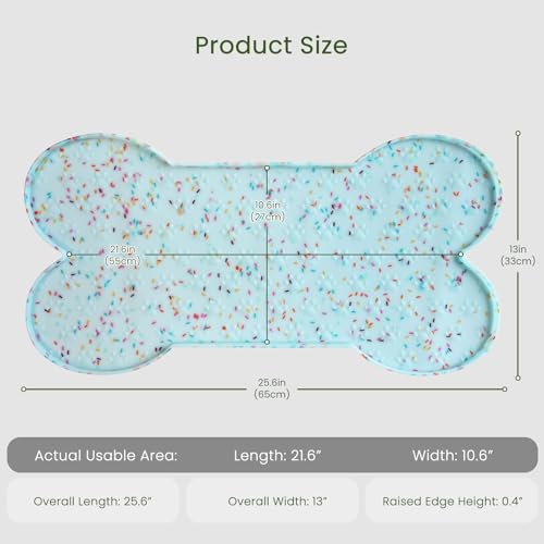PWTAA Dog Food Mat Anti-Slip Silicone Dog Bowl Mat Thicker Pet Placemat Waterproof Cat Feeder Pad with Raised Edge Puppy Kitten Feeding Mats Suitable Small Medium-Sized Dogs Cats Eating Tray - color: Donut Blue, size: 25.6" x 13"