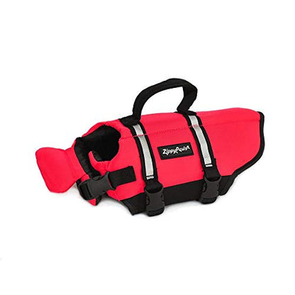 ZippyPaws Adventure Dog Life Jacket - Dog Life Vest for Swimming & Boating, Fits Small Pets, Lightweight Dog Flotation Device for Water Safety, Padded Handle, Adjustable Fit, 33-40" - X-Large, Red - size: Extra Large