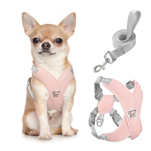 Pawaboo Small Dog Harness and Leash Set, Puppy Harness X-Frame No Pull No Choke, Dog Vest Harness Adjustable for Small Medium Sized Dogs, Soft Breathable Pet Harness for Walking Outing (S, Pink) - color: A-Pink, size: S(Neck 12.6-16.5" Chest 12.6-22.8")