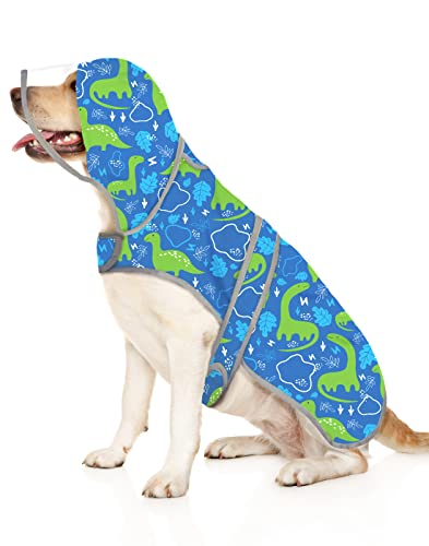 HDE Dog Raincoat with Clear Hood Rain Jacket Poncho for Small Medium Large Dogs Dinosaurs - XL - color: Dinosaurs, size: X-Large