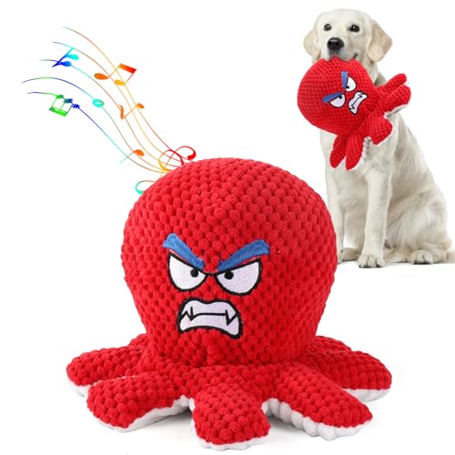 BABORUI Interactive Dog Toys Octopus, Jumping Squeaky Dog Toys with Recording and Music Modes, Rechargeable Moving Dog Chew Toys for Small/Medium/Large Dogs to Keep Them Busy(Angry Octopus) - color: Angry Octopus