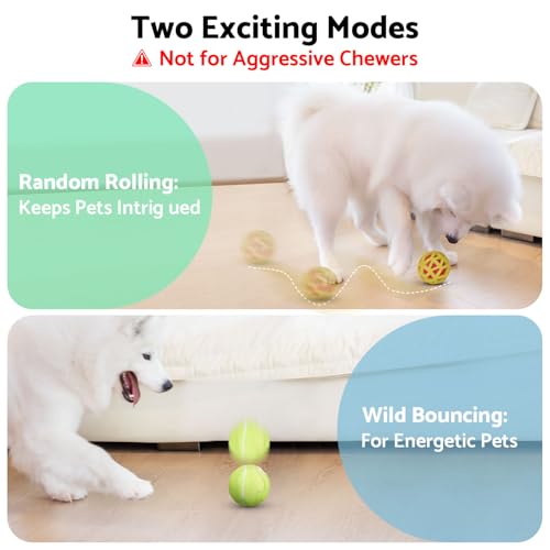 seagi Interactive Dog Toys – Durable Automatic Bouncing & Vibrating Interactive Dog Ball for Smart Play, Motion-Activated Moving Dog Toy for Small/Medium/Large Dogs,USB Rechargeable (Yellow) - color: Yellow