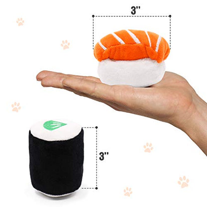 CiyvoLyeen 6 Pack Sushi Cat Toys with Catnip Sushi Roll Pillow Kitten Chew Bite Supplies Boredom Relief Fluffy Kitty Teeth Cleaning Chewing Cat Lovers Interactive Plush - color: Sushi - 6Pcs