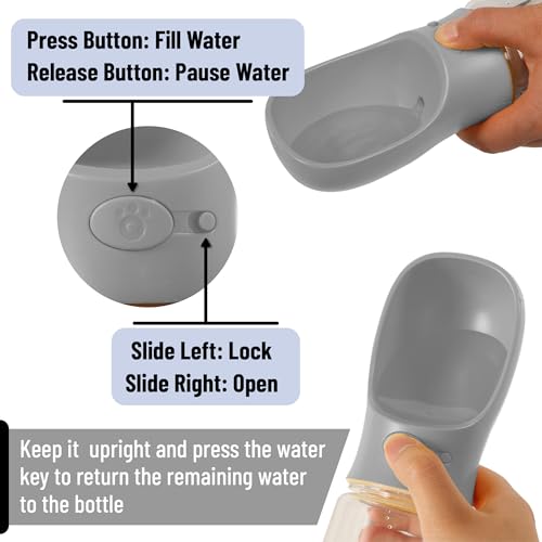 Mr. Pen- Portable Dog Water Bottle, 19 oz, Large, Leak Proof Puppy Water Dispenser with Drinking Feeder for Pets, Outdoor Walking, Hiking, Travel, Not Dishwasher Safe - color: Gray