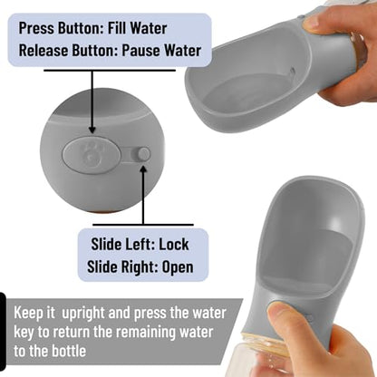 Mr. Pen- Portable Dog Water Bottle, 19 oz, Large, Leak Proof Puppy Water Dispenser with Drinking Feeder for Pets, Outdoor Walking, Hiking, Travel, Not Dishwasher Safe - color: Gray