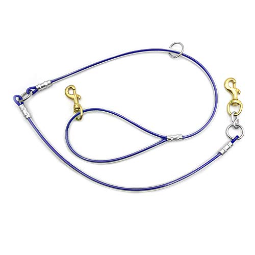 5' Cable & Cable Dog Leash Tree Tie Lead with O Ring (Dark Blue) - color: Dark Blue