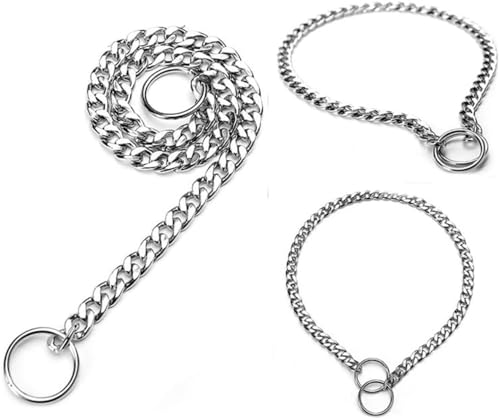Silver Dog Choke Collars,Metal Slip Link Martingale Choker Dog Collar Heavy Duty Training Dog Collars Puppy Collars for XS Small Medium Large Big Breed Dogs,XS - color: Flat Sliver Chain, size: XS(Neck Max 12inch)D2.0mm