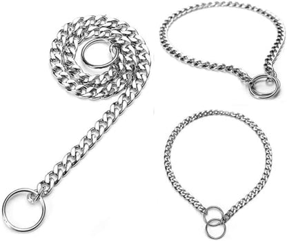 Silver Dog Choke Collars,Metal Slip Link Martingale Choker Dog Collar Heavy Duty Training Dog Collars Puppy Collars for XS Small Medium Large Big Breed Dogs,XS - color: Flat Sliver Chain, size: XS(Neck Max 12inch)D2.0mm