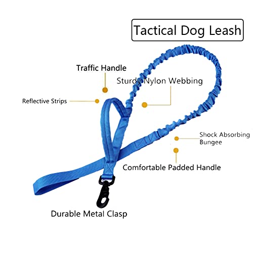 Tactical Dog Collar and Leash Set Adjustable Military Nylon Dog Collar with Control Handle and Heavy Duty Metal Buckle for Large Dogs（Dark Blue S - color: Dark blue SET(collar+leash), size: Small (Pack of 1)