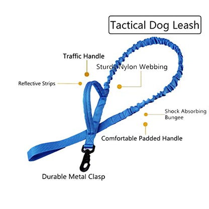 Tactical Dog Collar and Leash Set Adjustable Military Nylon Dog Collar with Control Handle and Heavy Duty Metal Buckle for Large Dogs（Dark Blue S - color: Dark blue SET(collar+leash), size: Small (Pack of 1)