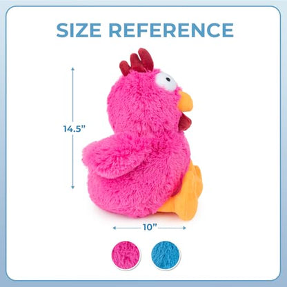 Best Pet Supplies Interactive Squeaky Dog Chew Toy, Ideal Dog Toys for Chewers, Small, Medium & Large Dogs, and Fetch Lovers - Cluck (Fuchsia), Large - color: Cluck (Fuchsia), size: Large