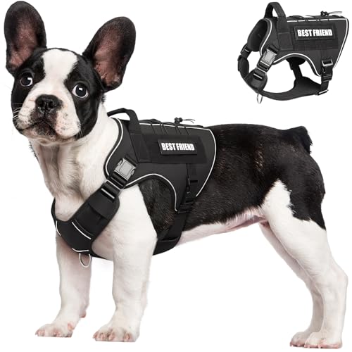 Tactical Dog Harness Small Sized Dog,No Pull Military Dog Vest with Handle,Reflective Heavy Duty Pet Harness for Walking Hiking Training Black S - color: Black, size: Small