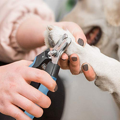 Pet Nail Clippers and Trimmers Set Safety Guard to Avoid Over Cutting Razor Sharp Blades Grooming Tool for All Small Large Dog Cat (Blue/Black) - color: Blue/Black