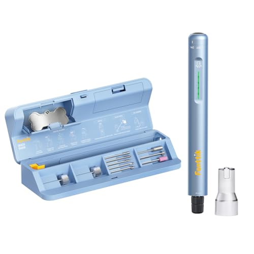 Fanttik F2 Master Pet Dog Nail Grinder Quiet, Safe Electric Rechargeable Pet Nail Trimmer with LED Light, 5-Speed Variable Paws Grooming Tool Kit, DIY Name Tags for Small Medium Dogs & Cats, Blue - color: Blue