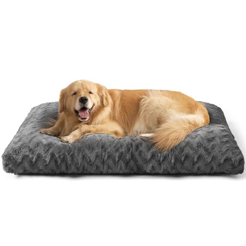 EHEYCIGA Washable XL Dog Bed for Crate 41x27 Inch, Reversible Kennel Pad for Extra Large Dogs Weight Up to 75 lbs, Plush and Comfy Pet Sleeping Mat, Charcoal - color: Charcoal, size: 41" x 27"x 4"