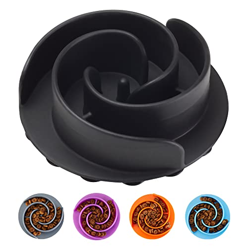 Slow Feeder Dog Bowls Insert, Animire Soft Silicone Slow Eating Dog Food Bowl for Small, Medium and Large Dogs, Compatible with Regular and Elevated Bowls - color: Black, size: M