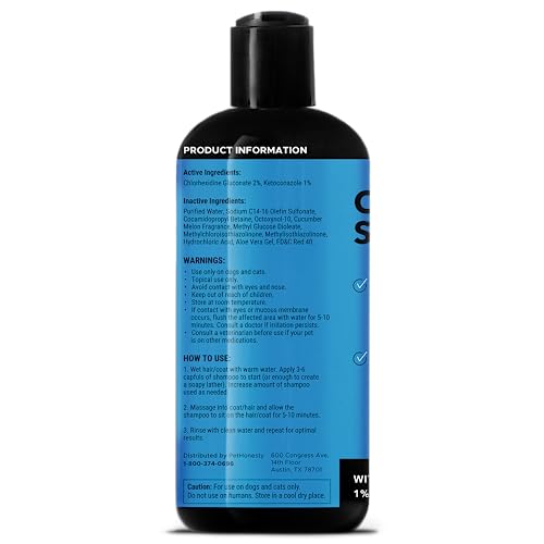 Pet Honesty Chlorhexidine Cat & Dog Seasonal Itch Relief Shampoo, for Allergies, Itching, Skin and Coat Supplement, Helps Shedding, Hot Spots, Deodorizing Dog Shampoo & Grooming Supplies,16oz