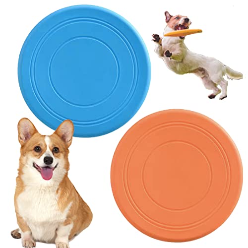 coldchill 7 Inch Dog Flying Disc, Puppy Flyer Toy React Faster Training Interactive Toys for Small Medium Dog, Lightweight Durable and Water Resistant Floating Saucer (Blue+Orange) - color: Blue+Orange