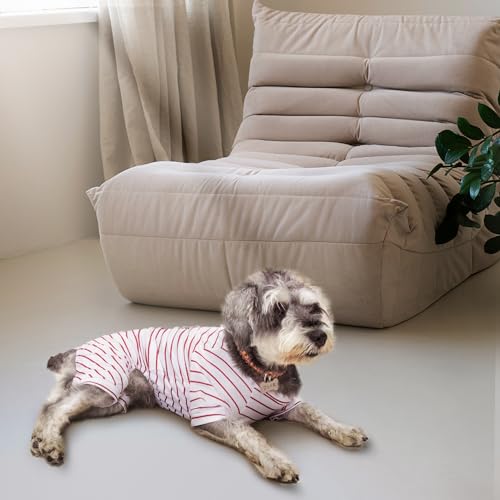 2-Pack Cotton Dog Pajamas Lightweight Dog Onesies for Small Medium Dogs and Cats Puppy Body Suits Cute Baby Dog Jumpsuit I Love My Mommy/Daddy Printed Pet Clothes, Stars/Stripes, L - color: Star & Stripe, size: Large (7-10lb)