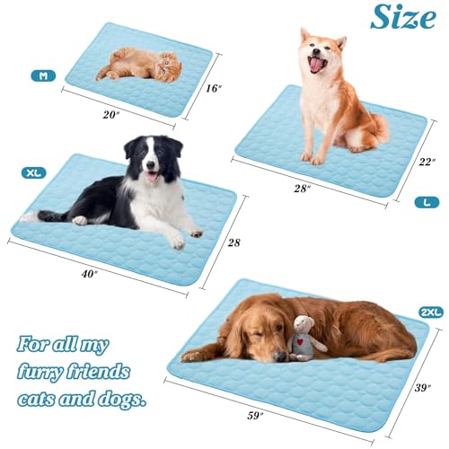 Dog Cooling Mat 15"x20" Q-Max>0.4, Absorbent & Pressure-Activated Self-Cooling, Non-Slip Scratch Resistant, Washable Cooling Mat for Dogs, Cooling Pad for Dog Bed Mats for Car Crate Patio Outdoor - size: 15x20inch