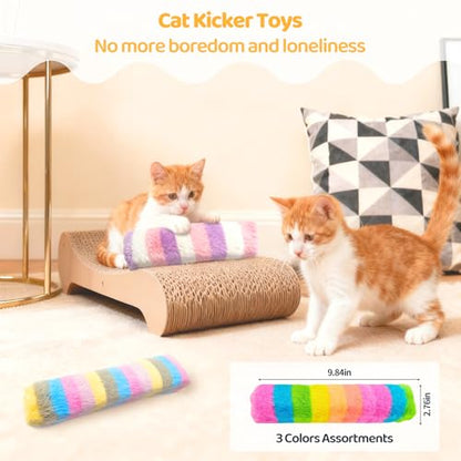 Kerros Cat Toys Pillows 3 Pack, Soft Cat Kitten Toy with Catnip Inside Interactive Toys for Indoor Cats Kittens Self Play, Kick, Swatting, Biting, Hunting, Exercise