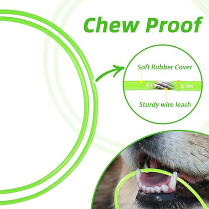 PUPTECK Chew Proof Dog Leash with Detachable Short Leashes Padded Handle Reflective, Heavy Duty Steel Cable Lead for Small Medium Large Dogs Training Walking, Green 4.9ft - color: Green