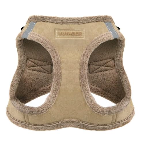 Best Pet Supplies - All Weather Plush, Reflective, No Pull Harness for Small, Medium Dogs, Cats - Secure with Hook & Loop Fastener, Buckle, Double D-Rings - Latte Suede, XS - color: Latte Suede, size: XS