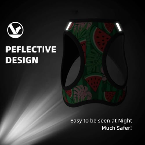 Summer Breathable Dog Harness, Watermelon Banana Leaves Art, Reflective Step-in Vest No Pull Design, Cooling Solution for Small Large Pets Walking - color: Style (530), size: Small