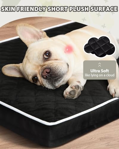 NUPIDA Orthopedic Dog Beds Large Sized Dog Waterproof Pet Kennel Pad with Removable Washable Cover and Non-Slip Bottom, 35x23 Inch, Black - color: Black, size: 35.0"L x 22.0"W x 3.0"Th