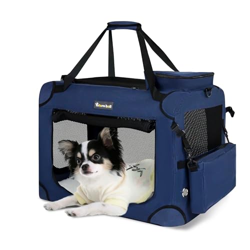 Large Cat Carrier for Cats Collapsible Soft Pet XL Crate for Large/Medium Cats 15lbs+ Car Travel Portable Bag with Water Bottle Slot Ideal for Long Trips (Blue, 20.0"L x 14.0"W x 14.0"H) - color: Blue, size: 20.0"L x 14.0"W x 14.0"H
