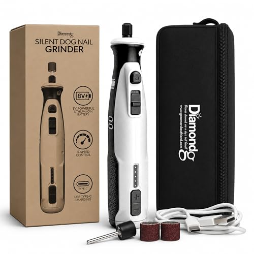 Diamondg Cordless Dog Nail Grinder with Quiet Sound & LED Tip for Large & Small Dogs, 4hrs. Runtime - Electric Dog Nail Trimmer, Heavy Duty Rotary Tool Alternative to Toenail Clippers & Filers - color: 005 - White