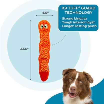 Outward Hound Durablez Stuffing-Free Squeaky Interactive Dog Toy, Tough Plush, Snake, Pink, Large - color: Pink Snake, size: Large (Pack of 1)