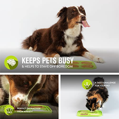 Hyper Pet IQ Treat Lick mat for Dogs, Dog Slow Feeder & Cat Lick mats | Great Alternative to Slow Feeder Bowls & Cat Feeders | Perfect Dog Licking mat, Cats Puzzle & Enrichment Toys - color: Green, size: Medium