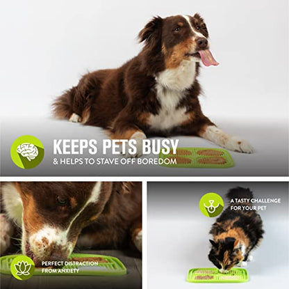 Hyper Pet IQ Treat Lick mat for Dogs, Dog Slow Feeder & Cat Lick mats | Great Alternative to Slow Feeder Bowls & Cat Feeders | Perfect Dog Licking mat, Cats Puzzle & Enrichment Toys - color: Green, size: Medium
