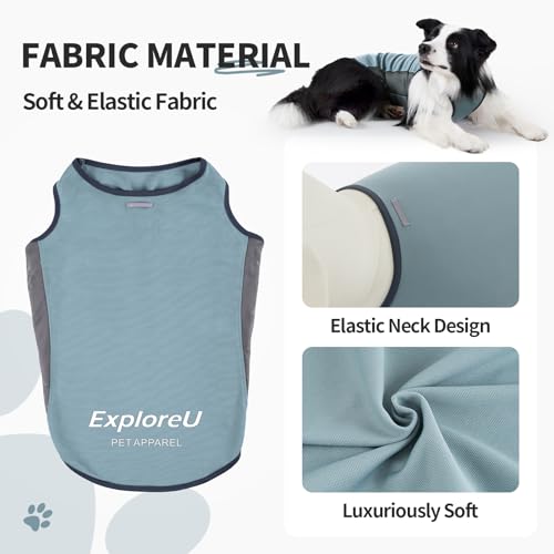Dog Shirt, Cooling Vest Lightweight Breathable, Dog T-Shirts All-Season UV Protection Pet Clothes Quick Dry Soft Stretchy Pet Shirt Vest for Small Medium Large Dogs (Misty Glade 1PC, Large) - color: Misty Glade, size: Large (44-55lbs)