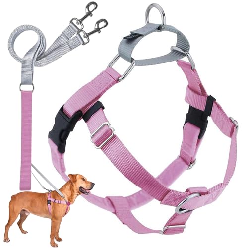 2 Hounds Design Freedom No Pull Dog Harness, Adjustable Harness and Leash Set, Easy Walking & Comfortable Control, Fits Small, Medium & Large Dogs, Solid Colors, Made in USA, 5/8" XS, Rose - color: Rose, size: XS (Chest 15"- 20")