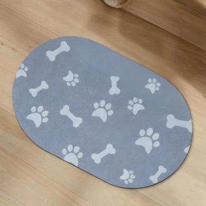 Oval Dog Feeding Mats, Cat Food Mat, Absorbent Dog Mat for Food and Water Bowls, Easy Clean Silicone Mat for Food Bowls & Litter Areas | Cat Litter Mat | Ideal for Dog and Cat Owners - size: 16"x24"