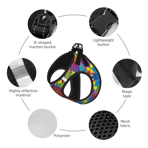 Adjustable Cat Dog Harness Vest, Spiral Tie Dye Abstract Rainbow Swirl Art, Breathable No Pull Escape Proof Design, Universal Fit for Puppies Cats Training - color: Style (522), size: Large