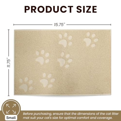 Andalus Small Cat Litter Mat, Pack of 2 - Waterproof, Non-Slip & Easy to Clean Cat Litter Box Mat for Extra Efficient Pet Litter-Trapping, Beige (15.75” X 11.75”) - color: Beige