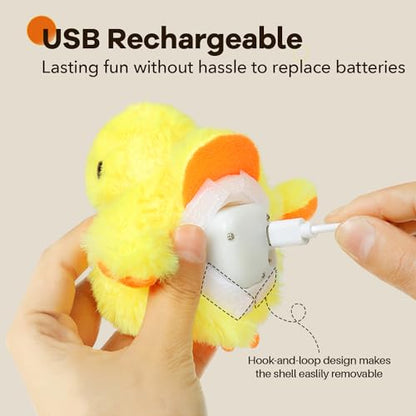 Potaroma Cat Toys Rechargeable Flapping Duck with SilverVine Catnip, Lifelike Quack Chirping, Touch Activated Kitten Kicker Plush Interactive Exercise Toys for All Breeds - size: 4.0 inches, style: Duck