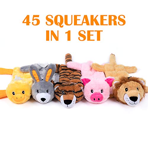 Nocciola 5 PCS Less Stuffing Dog Squeaky Toys for Aggressive Chewers, Durable Plush Dog Toy Set with Stuffed Head for Small to Large Dogs - style: 5 Pcs Multi-squeakers Head Stuffed Only