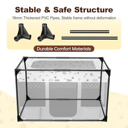 Portable Cat Playpen, Pet Dog Playpen, Kitten Puppy Play Pen for Indoor/Outdoor, Collapsible Cats Cages Enclosed Tent with Carrying Case, PVC Pipe Frame, 600D Oxford, 39" x 24" x 22"