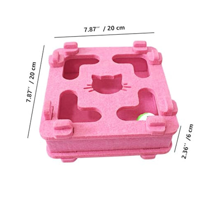 IUHKBH Cat Puzzle Toy, Soft Felt Intelligence Mind Game Track Balls Interactive Kitten Toy Puzzle Box for Indoor Cats, Easy to Assemble [Pink] - color: Pink