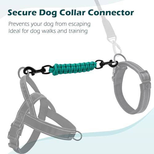 Dog Collar Safety Clip, Handmade Backup Safety Strap for Dog Harness, Prong, Pinch Collar, Double Ended Clasp Leash Connector (Turquoise) - color: Turquoise