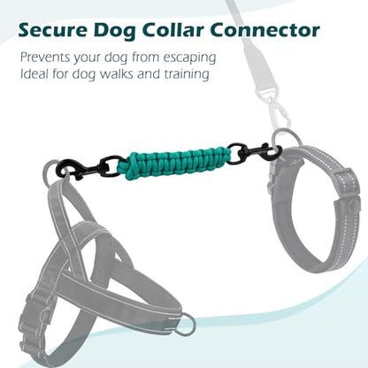 Dog Collar Safety Clip, Handmade Backup Safety Strap for Dog Harness, Prong, Pinch Collar, Double Ended Clasp Leash Connector (Turquoise) - color: Turquoise