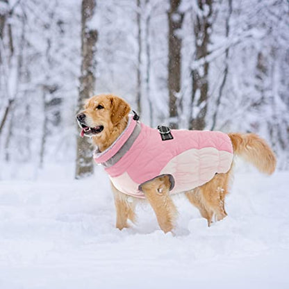 Lelepet Dog Coat Warm Dog Winter Coat Waterproof Dogs Jacket with Harness Built in Reflective Pet Fleece Vest Zip-Up Cold Weather Coats for Small Dogs Turtleneck & Windproof Coats Chihuahua Pink XS - color: Pink, size: X-Small