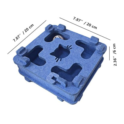 IUHKBH Cat Puzzle Toy, Soft Felt Intelligence Mind Game Track Balls Interactive Kitten Toy Puzzle Box for Indoor Cats, Easy to Assemble [Blue] - color: Blue
