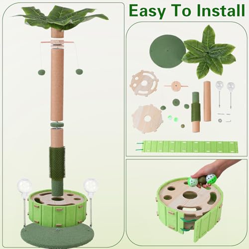 Cat Scratching Post, Sisal Tall Scratching Posts for Indoor Cats Adults with Cat Toys (40" Tall Large) - size: 40" Tall Large
