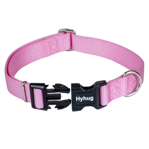 Heavy Duty Dog Collar for Medium Dogs, Pink| Quick Release Nylon, Adjustable No-Pull Training & Everyday Walk(Medium, Bonbon Pink) - color: Bonbon Pink, size: Medium