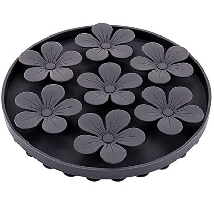 Slow Feeder,Cat Help Slow Down Eating Speed Cut Flower Silicone Rubber Cute Slow Feeder for Puppy/Cat/Dog - color: Gray